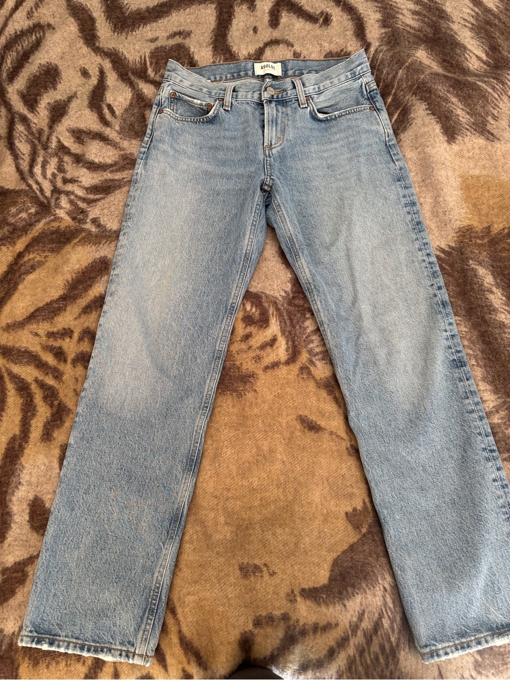 Agolde Light Wash Straight Leg Jeans - Blue